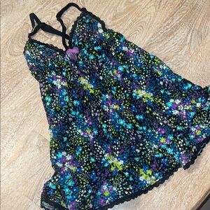 Floral Lace Trim Camisole babydoll Y2K